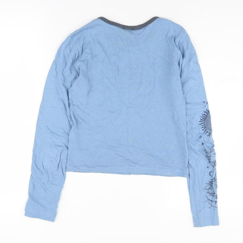 Urban Outfitters Women's Blue Cropped Long Sleeve T-Shirt