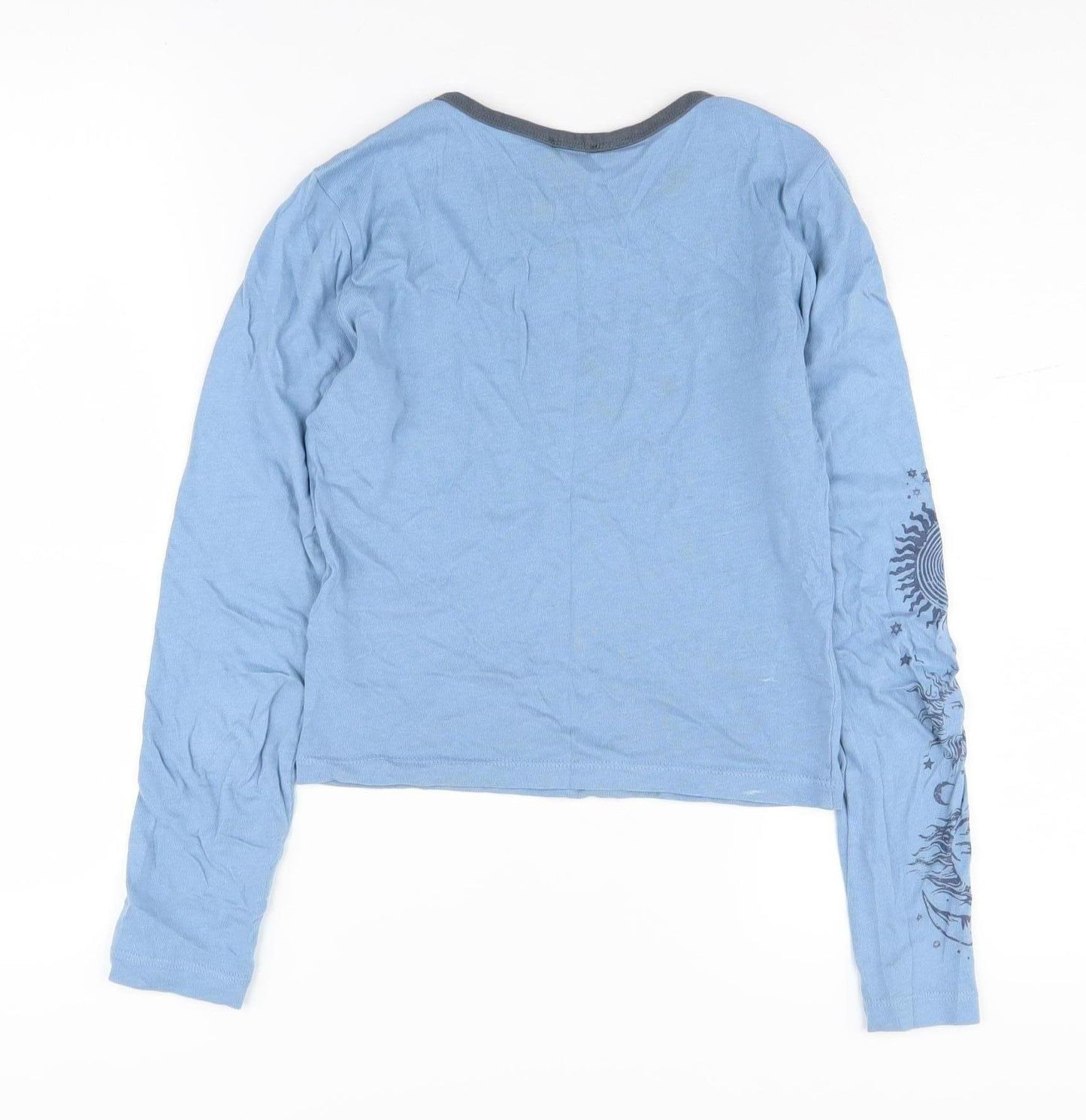 Urban Outfitters Women's Blue Cropped Long Sleeve T-Shirt