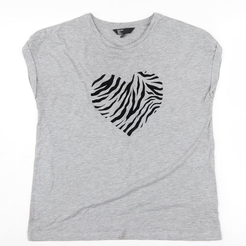 Friends Like These Women's Grey Zebra Heart T-Shirt Size 12
