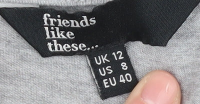 Friends Like These Women's Grey Zebra Heart T-Shirt Size 12