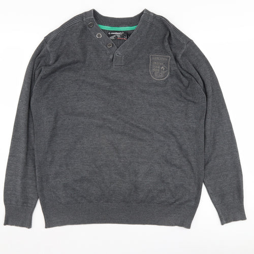 mondaca Men's Grey Henley Jumper XL