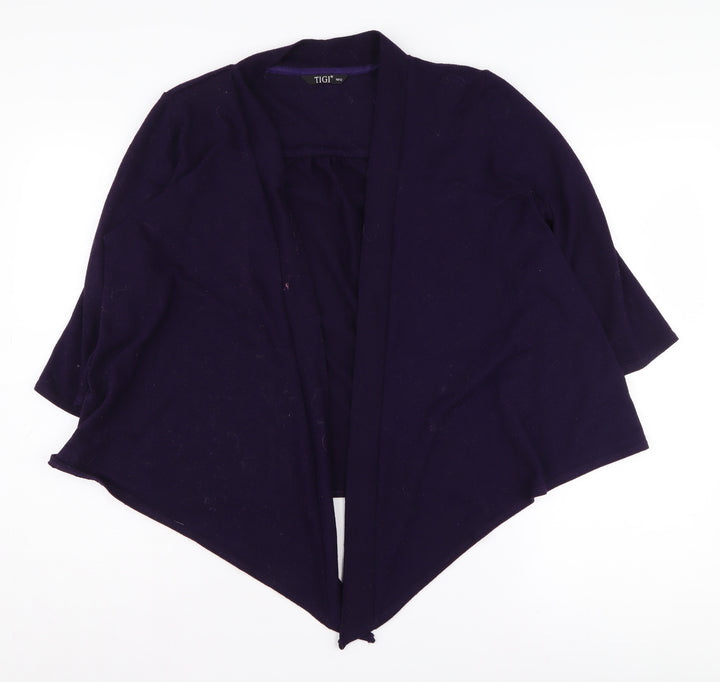 TIGI Women's Purple Cardigan M 3/4 Sleeve Knit