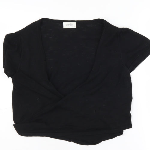 Wallis Petite Black Wrap Jumper - Women's M Knit V-Neck