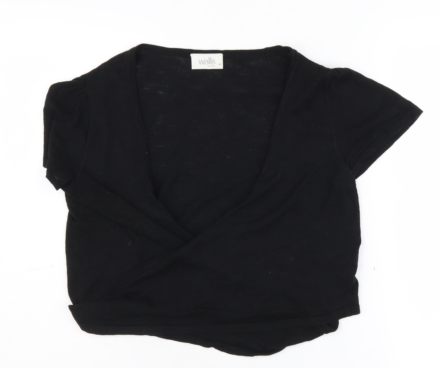 Wallis Petite Black Wrap Jumper - Women's M Knit V-Neck