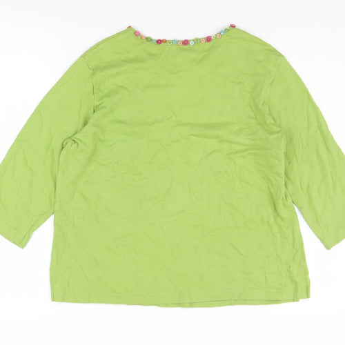 The Quacker Factory Green Women's V-Neck Top in Large