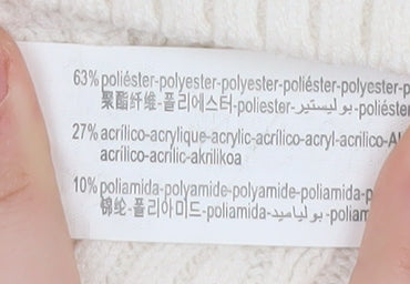 Bershka Women's Ivory Cable-Knit Pullover Jumper XS