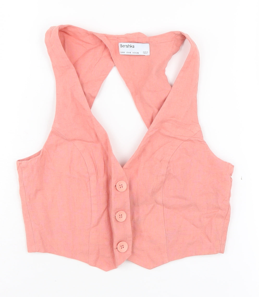 Bershka Women's Pink Cropped Blouse Size 6 - Summer Casual