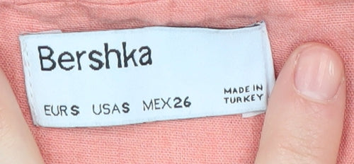 Bershka Women's Pink Cropped Blouse Size 6 - Summer Casual