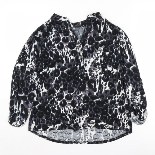 BHS Women's Black Animal Print Blouse Size 16