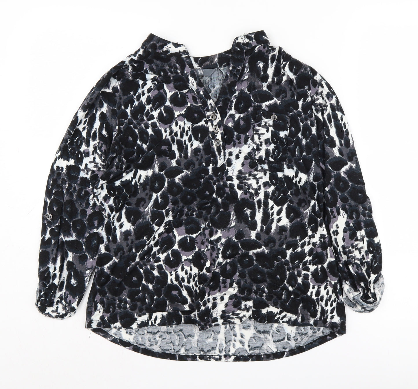 BHS Women's Black Animal Print Blouse Size 16