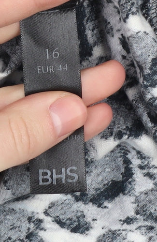 BHS Women's Black Animal Print Blouse Size 16
