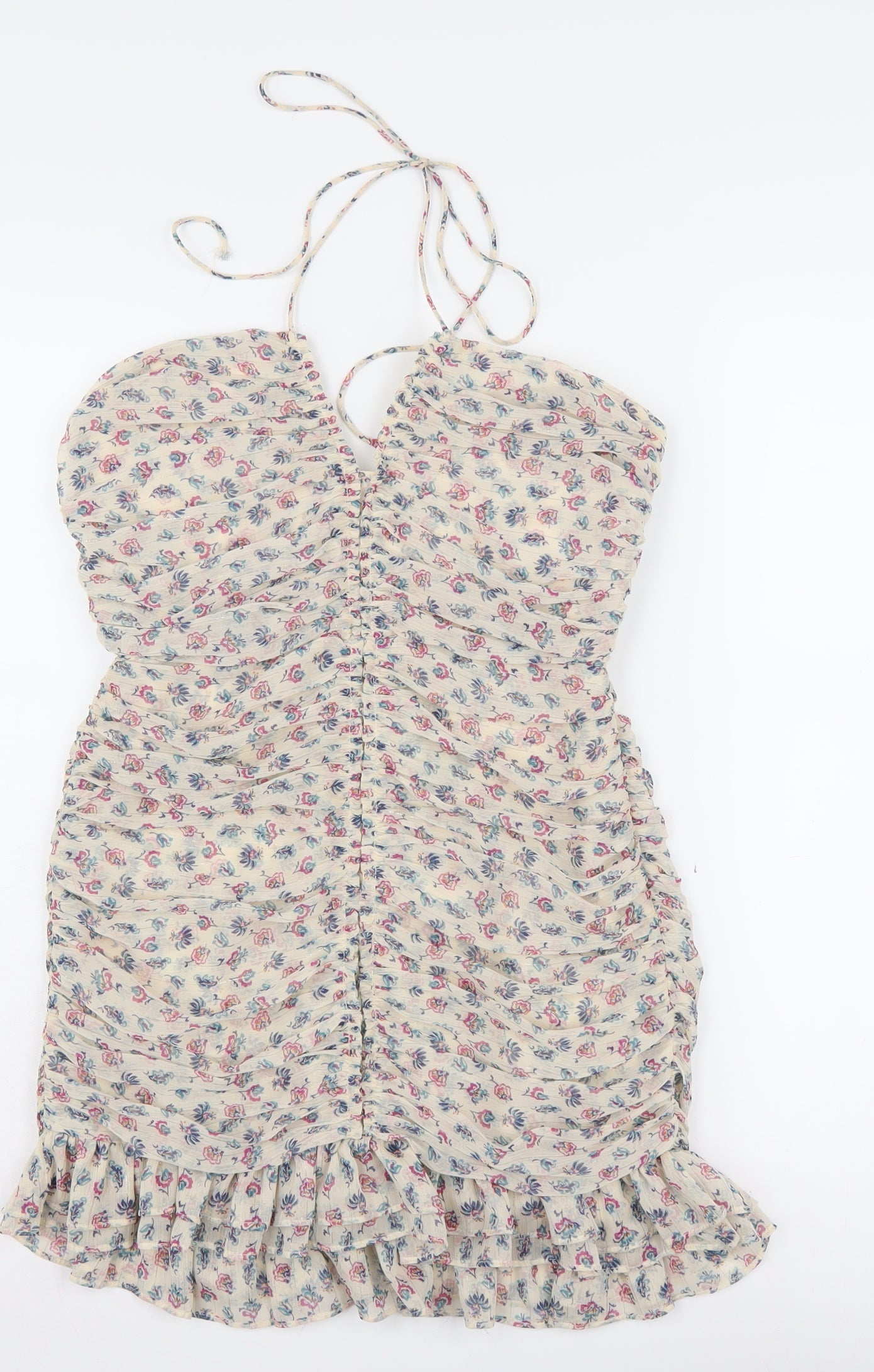 Zara Women's Multicoloured Floral Halter Slip Dress, Size 8