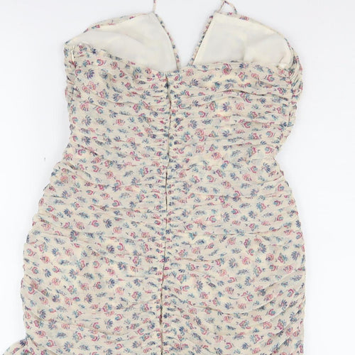 Zara Women's Multicoloured Floral Halter Slip Dress, Size 8