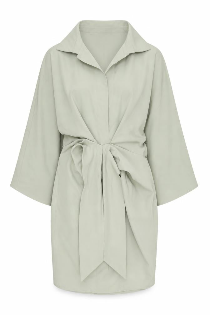 Front view of ASOS DESIGN Green Tall Women's Collared Dress, size 10