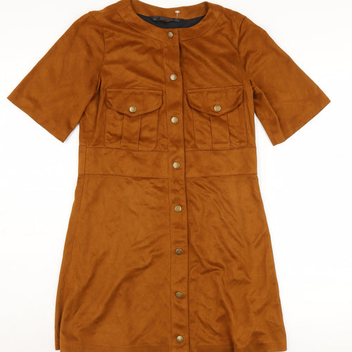 Zara Women’s Brown Button Shift Dress Size M