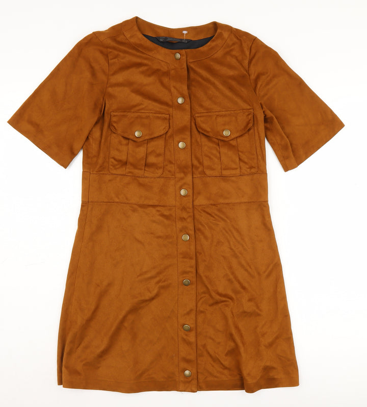 Zara Women’s Brown Button Shift Dress Size M