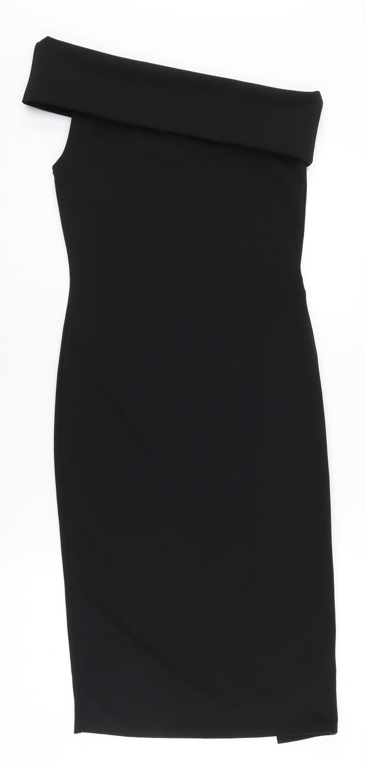 PrettyLittleThing Women's Black Off Shoulder Sheath Dress Size 12