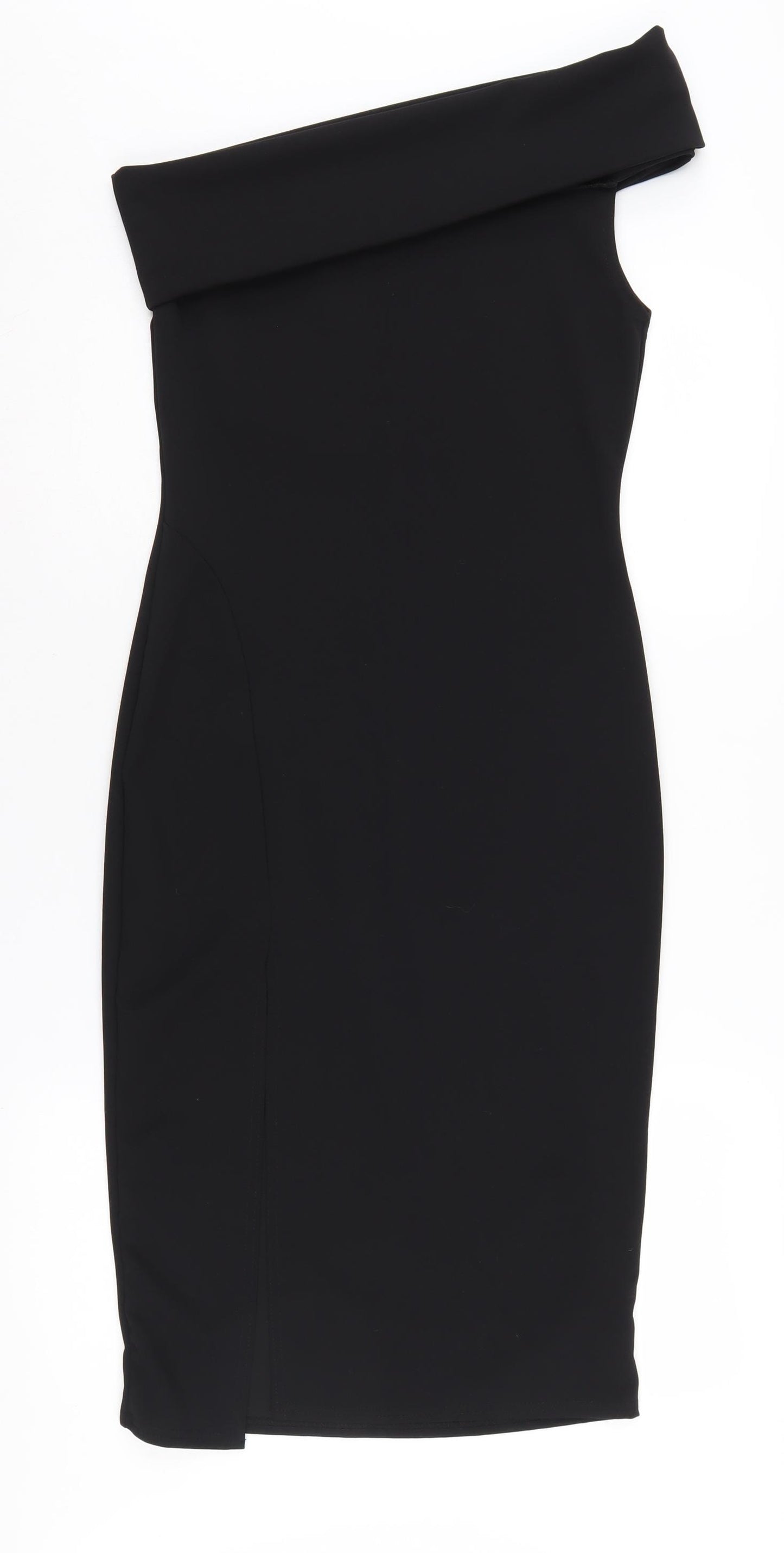PrettyLittleThing Women's Black Off Shoulder Sheath Dress Size 12