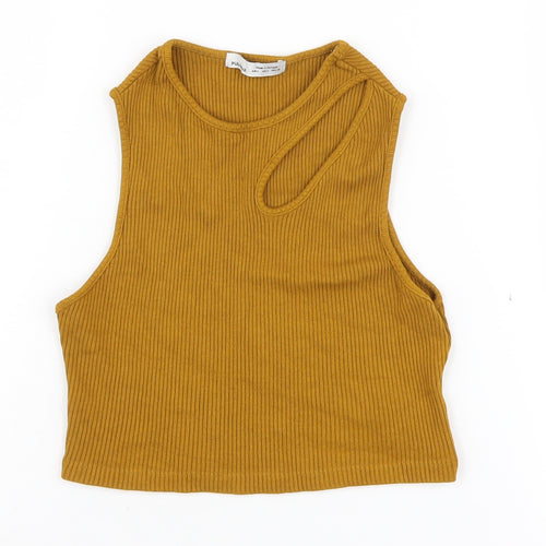 Pull & Bear Women's Brown Cropped Tank, L - Casual Summer Style