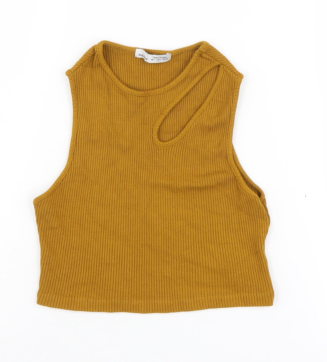 Pull & Bear Women's Brown Cropped Tank, L - Casual Summer Style