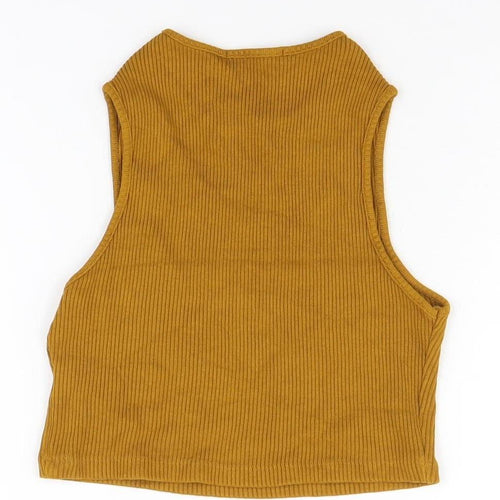 Pull & Bear Women's Brown Cropped Tank, L - Casual Summer Style