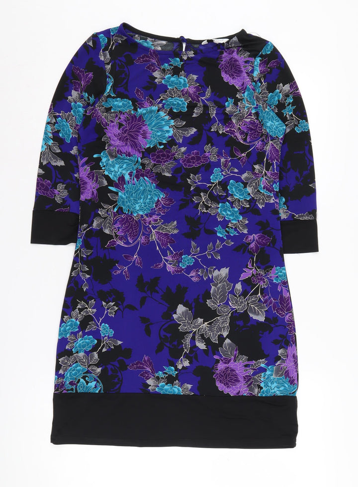 New Look Women's Multicoloured Floral Shift Dress Size 10