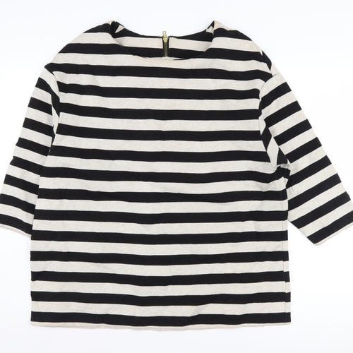 H&M Women's Black Striped Pullover Sweatshirt, Size L