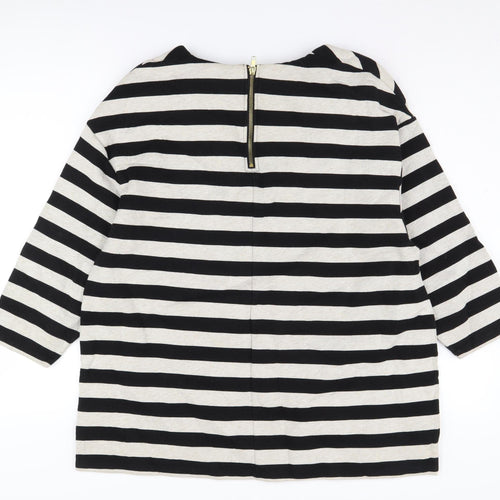 H&M Women's Black Striped Pullover Sweatshirt, Size L