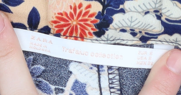 Zara Women's Multicoloured Cropped Floral Trousers S