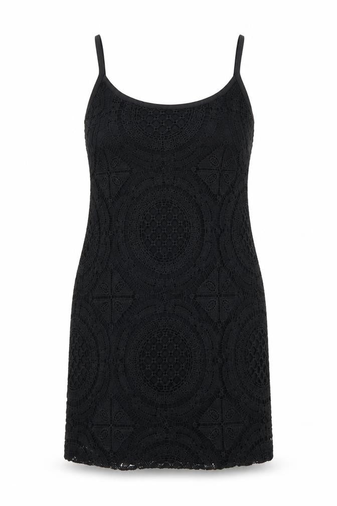 Front view of Boohoo Women's Black, size 8, Slip Dress