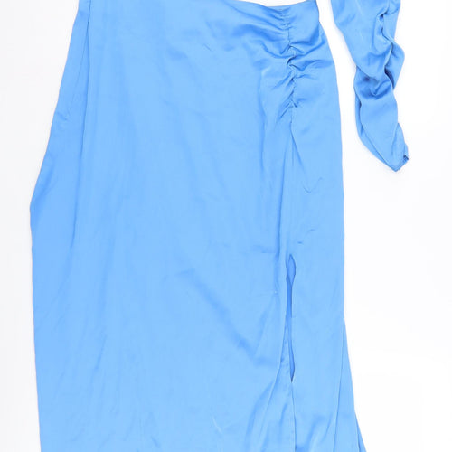 Stradivarius Blue One Shoulder Asymmetric Dress L