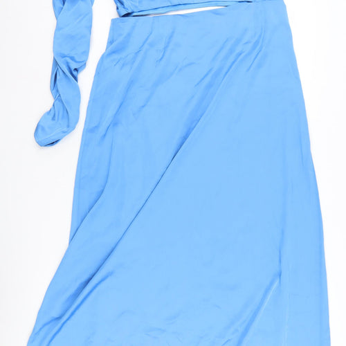 Stradivarius Blue One Shoulder Asymmetric Dress L