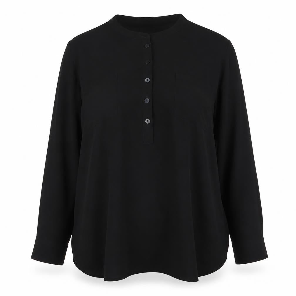 Front view of Covington Women's Black Button-Up Shirt XL