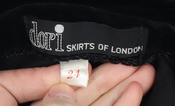 Dori Women's Black Velvet A-Line Long Skirt Size 24