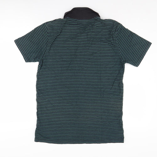 Next Men's Green Striped Polo Shirt L Cotton
