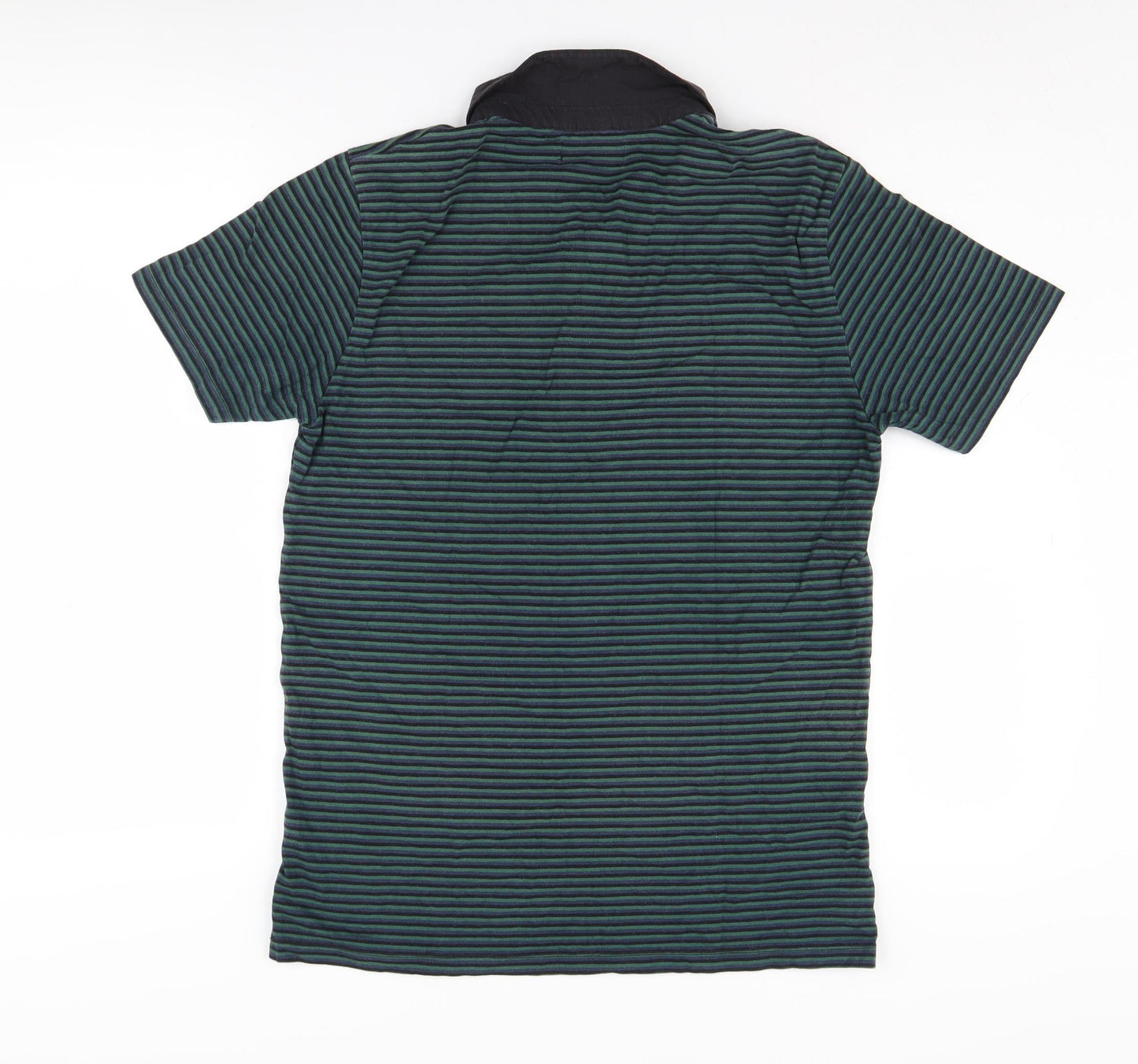 Next Men's Green Striped Polo Shirt L Cotton