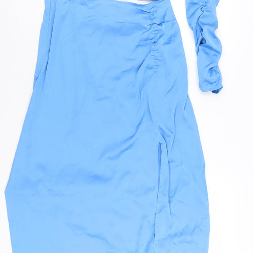 Stradivarius Women's Blue Asymmetric Party Dress M