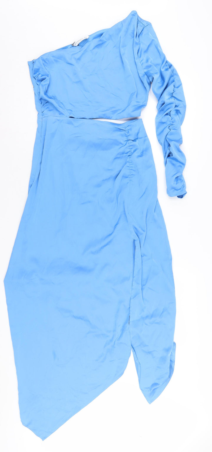 Stradivarius Women's Blue Asymmetric Party Dress M
