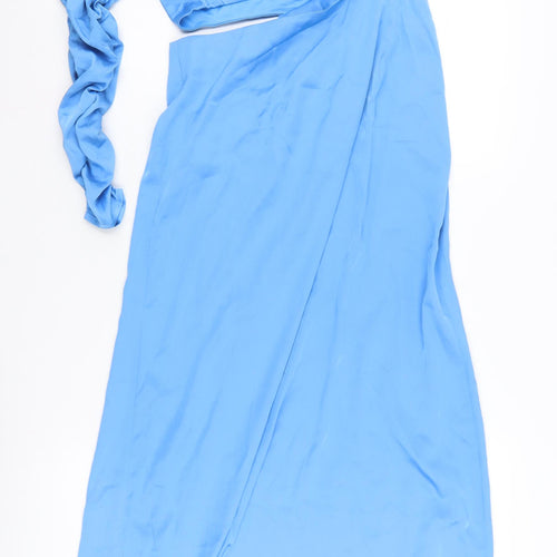 Stradivarius Women's Blue Asymmetric Party Dress M