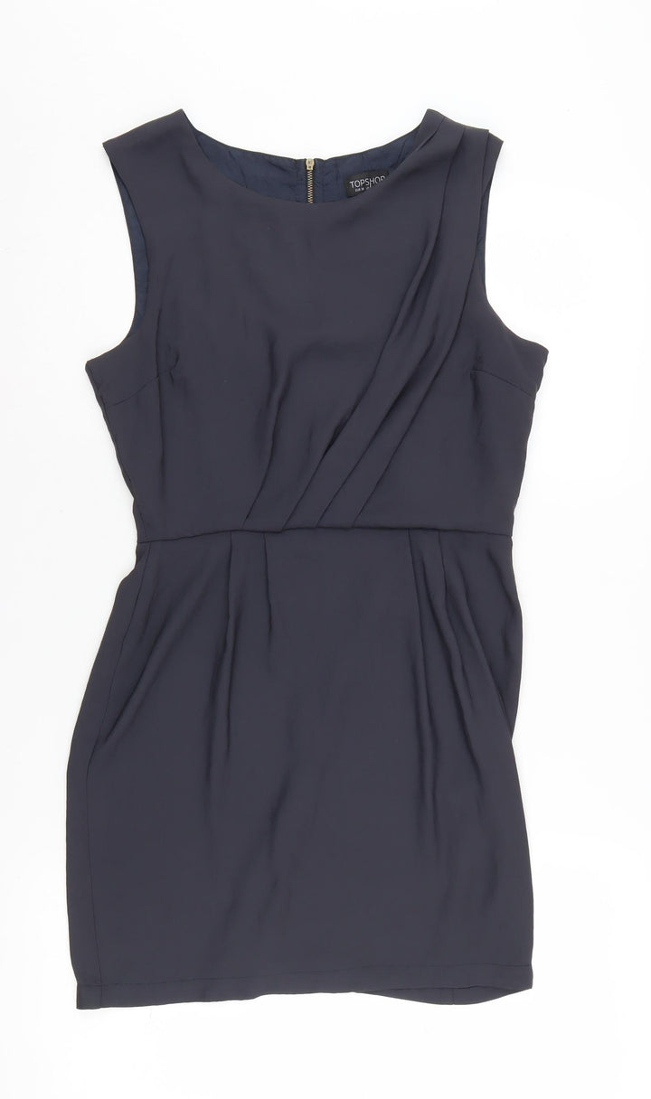 Topshop Women's Blue Sheath Dress, Size 10