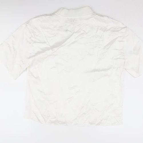 Zara Women's White Mock Neck T-Shirt, Size S