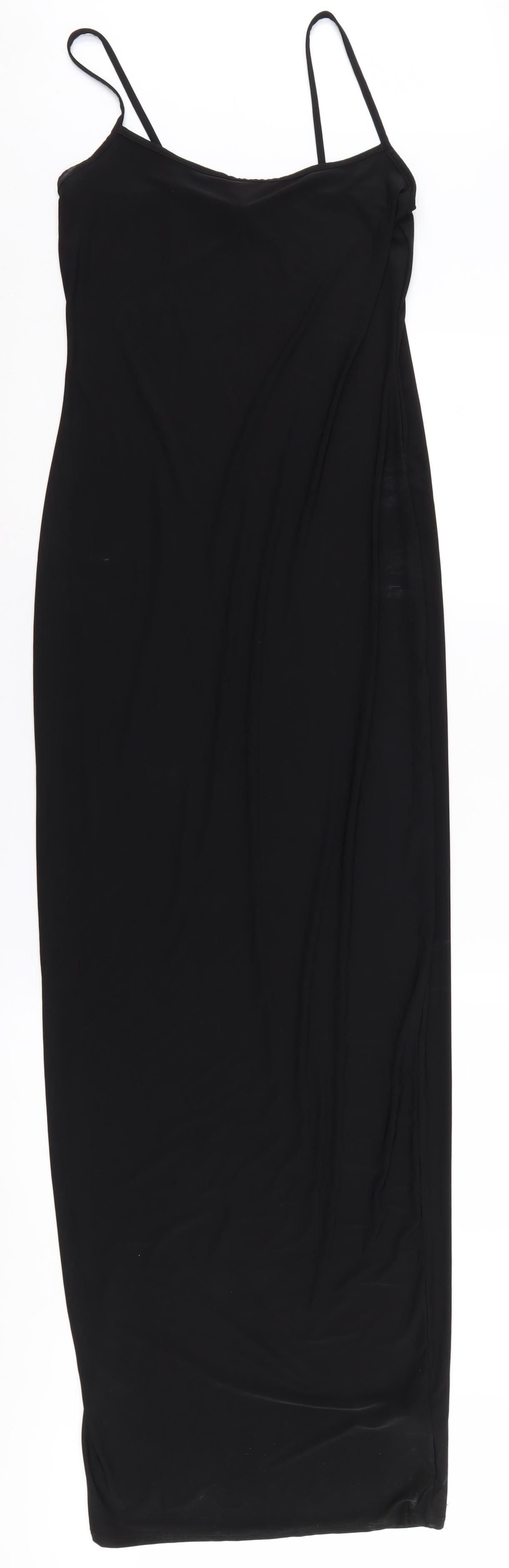Boohoo Women's Black Slip Dress Size 12, Long and Elegant