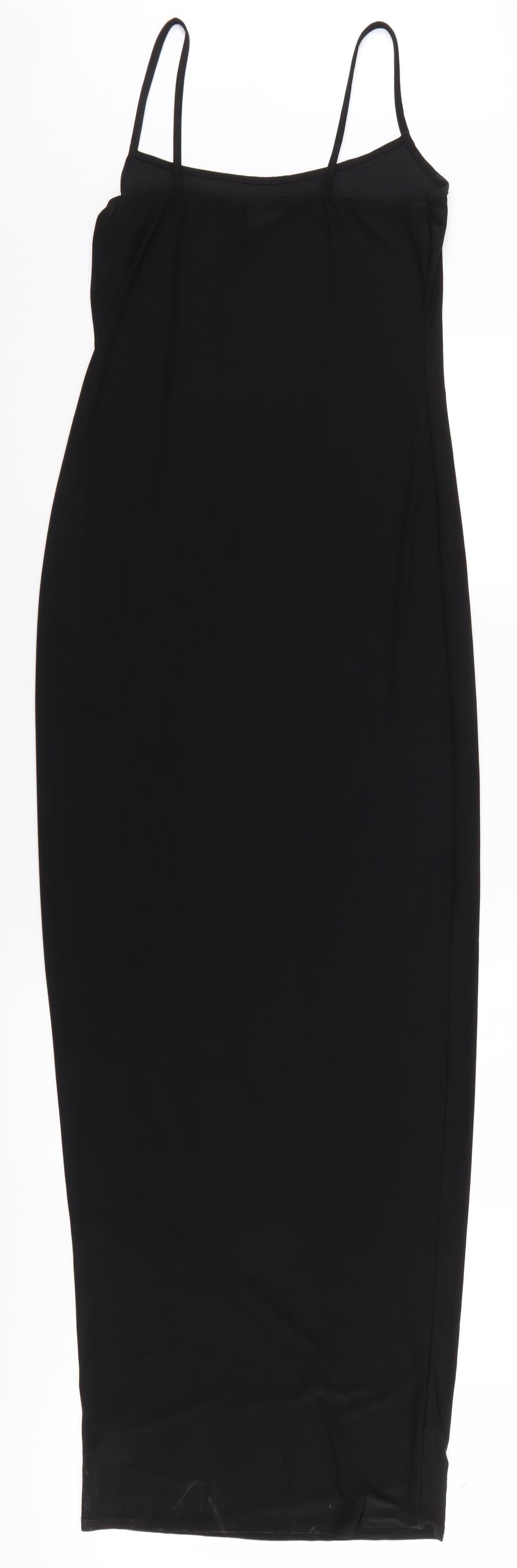 Boohoo Women's Black Slip Dress Size 12, Long and Elegant