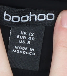 Boohoo Women's Black Slip Dress Size 12, Long and Elegant