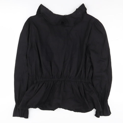 Boohoo Women's Black Cotton Wrap Blouse, Size 18