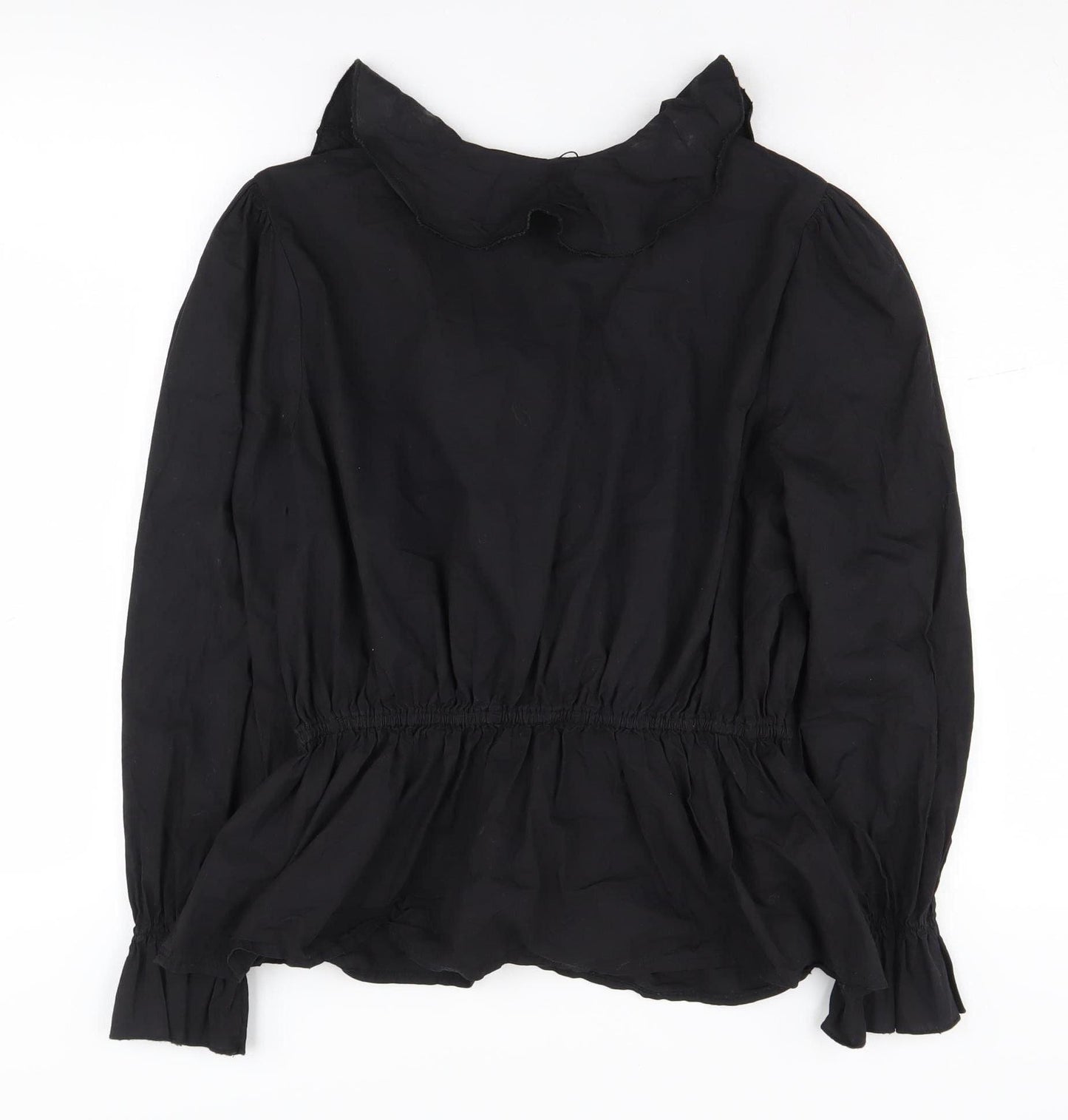 Boohoo Women's Black Cotton Wrap Blouse, Size 18