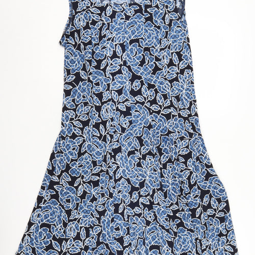 Perceptions Women's Blue Floral A-Line Dress UK 12