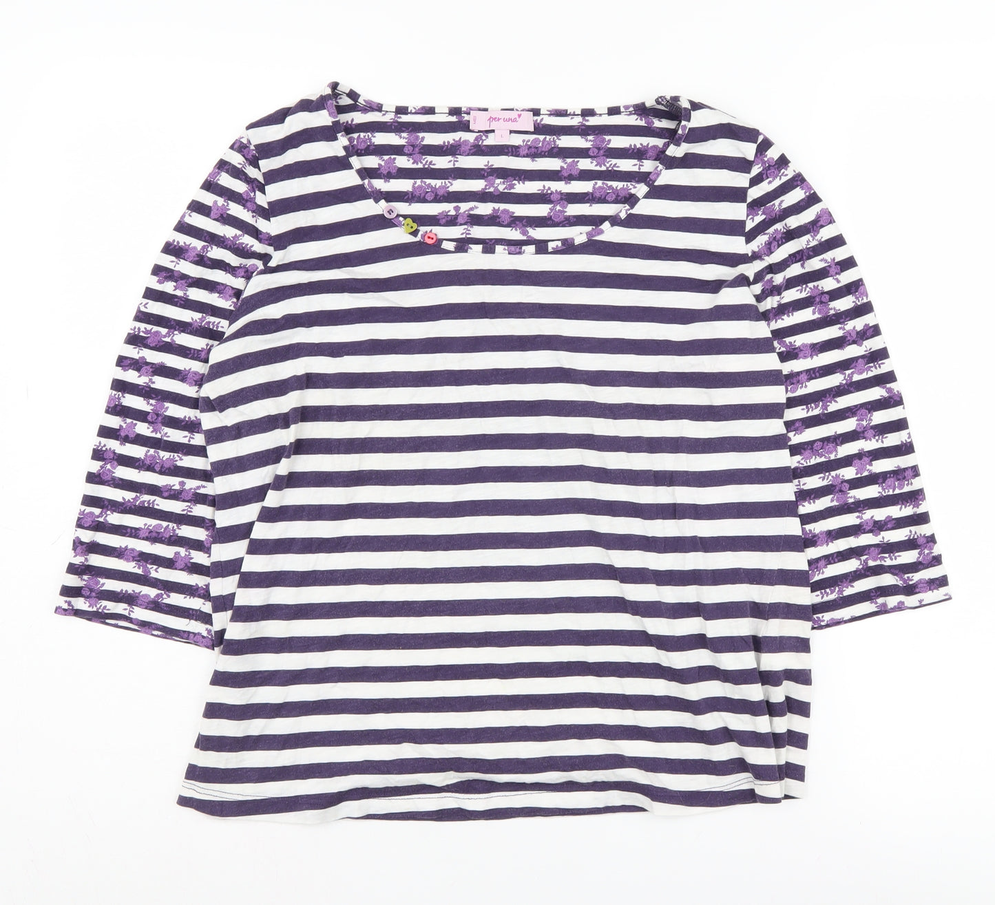 Marks and Spencer Women's Multicoloured Stripe T-Shirt