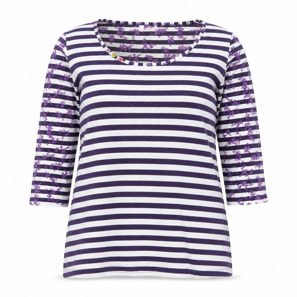 Front view of Marks & Spencer Women's Multicoloured Stripe T-Shirt
