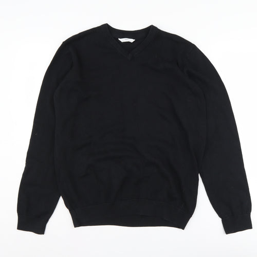 Marks and Spencer Boys Black V-Neck Pullover Jumper 15-16 Years